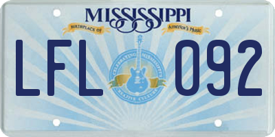 MS license plate LFL092