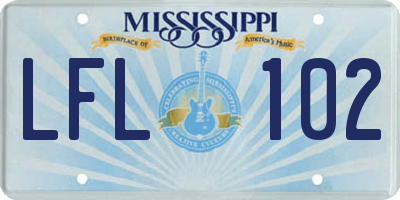 MS license plate LFL102