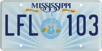 MS license plate LFL103