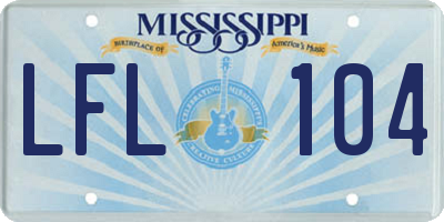MS license plate LFL104