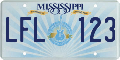 MS license plate LFL123