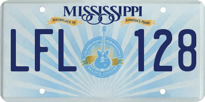 MS license plate LFL128