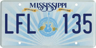 MS license plate LFL135