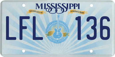 MS license plate LFL136