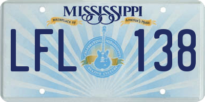 MS license plate LFL138