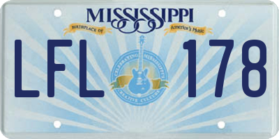 MS license plate LFL178