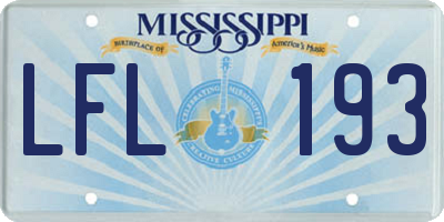 MS license plate LFL193