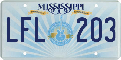 MS license plate LFL203