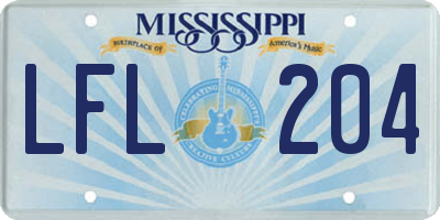 MS license plate LFL204