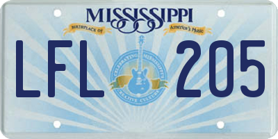 MS license plate LFL205