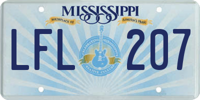 MS license plate LFL207
