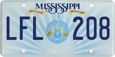 MS license plate LFL208