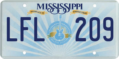 MS license plate LFL209