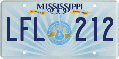 MS license plate LFL212