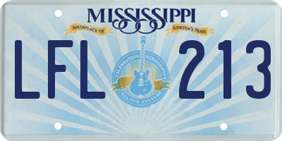MS license plate LFL213