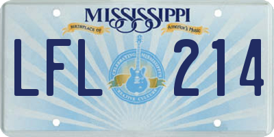 MS license plate LFL214