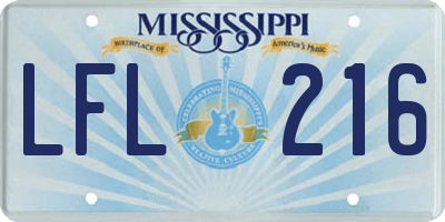 MS license plate LFL216