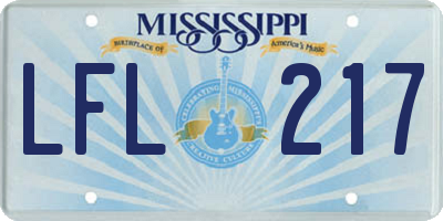 MS license plate LFL217