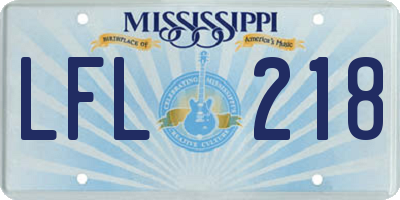 MS license plate LFL218