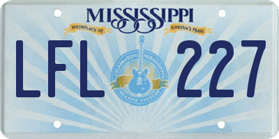 MS license plate LFL227