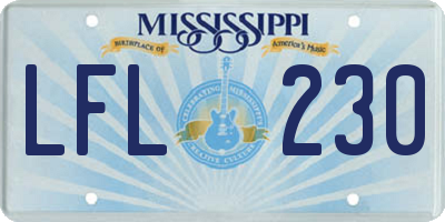 MS license plate LFL230