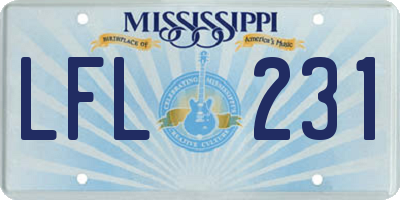 MS license plate LFL231