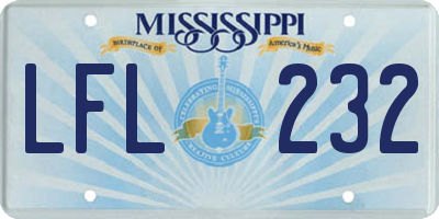 MS license plate LFL232