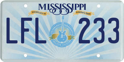 MS license plate LFL233