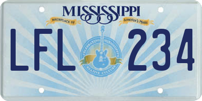 MS license plate LFL234