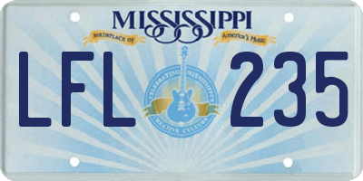 MS license plate LFL235
