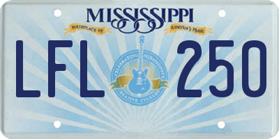 MS license plate LFL250