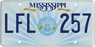 MS license plate LFL257