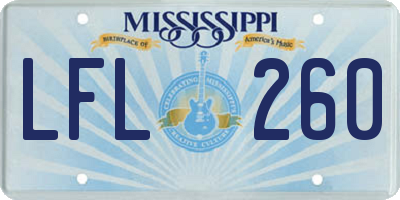 MS license plate LFL260