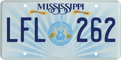 MS license plate LFL262