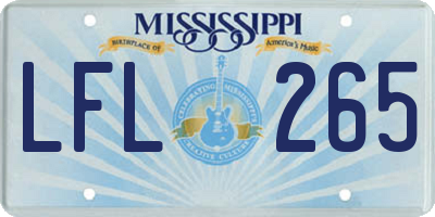 MS license plate LFL265