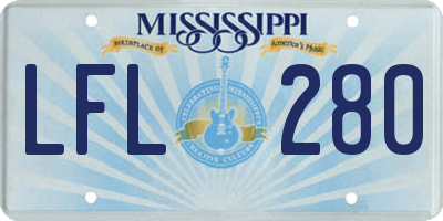 MS license plate LFL280
