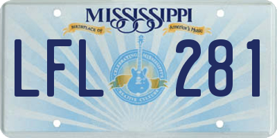 MS license plate LFL281