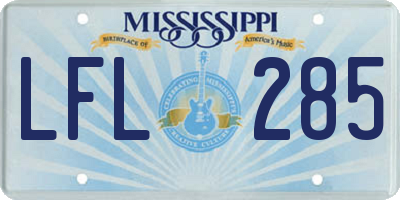 MS license plate LFL285