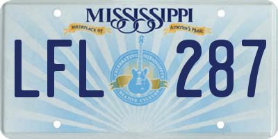 MS license plate LFL287