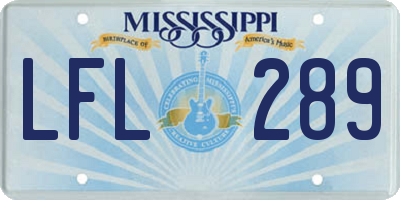 MS license plate LFL289
