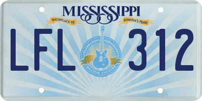 MS license plate LFL312