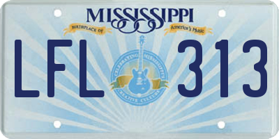 MS license plate LFL313