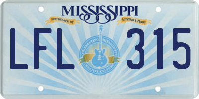 MS license plate LFL315