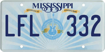 MS license plate LFL332