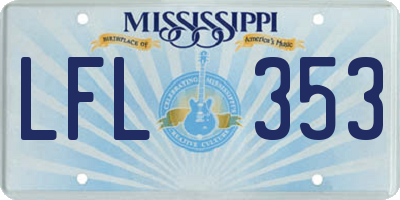 MS license plate LFL353