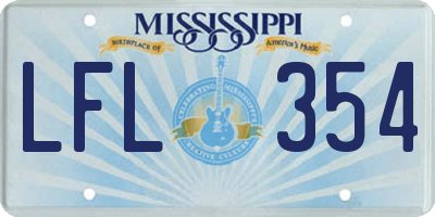 MS license plate LFL354