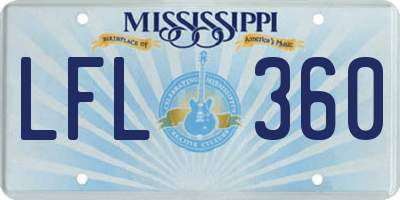 MS license plate LFL360