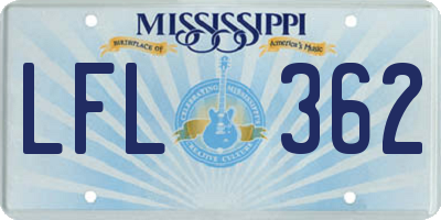 MS license plate LFL362