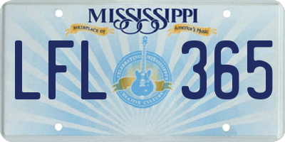 MS license plate LFL365