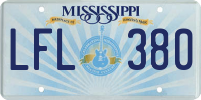 MS license plate LFL380
